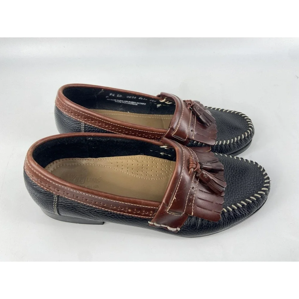 GH Bass Weejuns Shoes Womens 9.5 Black Brown Tassel Kiltie Leather Loafer‎ EE